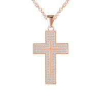 CPSLOVE Collier croix pour femme en argent 925, pendentif religieuse avec zircon pour fille, élégant bijou fantaisie avec une chaîne de 45 cm, Or rose