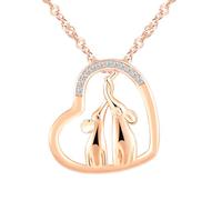 CPSLOVE Collier cœur pour femme en argent 925, pendentif cœur - éléphant créatifs avec zircon pour fille, élégant bijou fantaisie avec une chaîne de 45 cm, Or rose