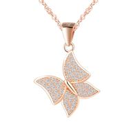 CPSLOVE Collier papillon créatif pour femme en argent 925, pendentif avec zircon pour fille, élégant bijou fantaisie avec une chaîne de 45 cm, Or rose