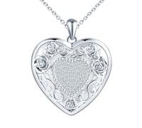 CPSLOVE Colliers photos en argent 925 pour femme, Médaillon cœur créatif, Pendentif élégant avec avec zircone, Bijoux fantaisie