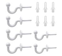 CPSYTE 6 Pcs Embrasses Rideaux Crochets U Blanc Crochet d'Arrimage Rideau à Tête Ronde avec Tubes d’Expansion Plastique pour Accorcher Rideaux Vêtements Clé, Comprend Un Manchon de Fixation