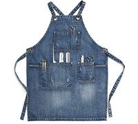 CPTDCL Tablier unisexe en jean bleu pour coiffure, artisanat, barista, barbecue, avec poches pratiques pour homme et femme