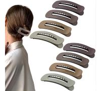 Cptots Lot de 8 grandes pinces à cheveux plates pour femme - Pinces à cheveux plates pour cheveux épais et fins - Pinces à cheveux carrées crocodiles - Marron dégradé