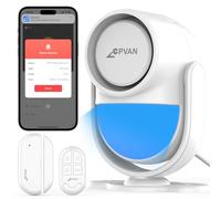 CPVAN Système d'alarme WiFi maison avec détecteur de mouvement PIR, kit d'alarme intelligent sans fil DIY avec capteurs de porte/fenêtre pour la sécurité - Alarme locale et notification d'application