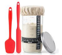 Cpvbobul Kit de démarrage au levain - 730 ml - Bocal de démarrage de levain de grande capacité avec thermomètre et bande d'alimentation marquée avec date - Fournitures de cuisson pour faire de