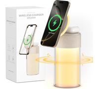 CPWO-3 En 1 Enceinte Bluetooth,Chargeur Induction Chargeur,Lampe De Chevet Chambre Led Rechargeable,Idee Cadeau Homme Femme Original Rigolo-Doré