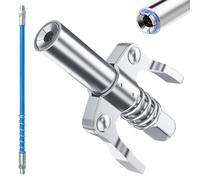 CPYJW Embout Pompe A Graisse,Raccord De Pistolet à Graisse Coupleur G Coupler Pistolet à Graisse avec Tuyau De 30 Cm pour Toutes Sortes De Machines à Graisse (Double poignée Argent)