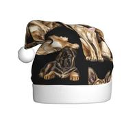 CPyuqw Chapeau de Noël festif pour adultes - Chapeau de Père Noël unisexe avec motif berger allemand, couvre-chef chaud pour les vacances