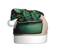 CPyuqw Chapeau de Noël festif pour adultes - Chapeau de Père Noël unisexe avec motif imprimé cactus artistique, couvre-chef chaud pour les vacances