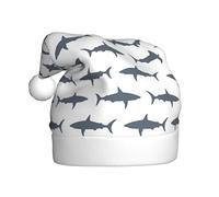 CPyuqw Chapeau de Noël festif pour adultes - Chapeau de Père Noël unisexe avec motif imprimé poisson et requin
