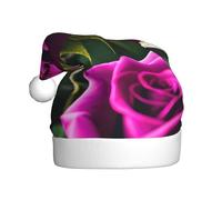 CPyuqw Chapeau de Noël festif pour adultes - Chapeau de Père Noël unisexe avec motif imprimé roses violettes