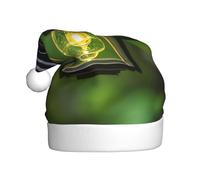 CPyuqw Chapeau de Noël festif pour adultes - Chapeau de Père Noël unisexe avec motif luciole et lanterne imprimé, couvre-chef chaud pour les vacances