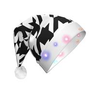CPyuqw Chapeau de Noël unisexe avec imprimé pied-de-poule noir à LED - Chapeau de Père Noël pour les fêtes d'hiver festives, les vacances et une utilisation quotidienne
