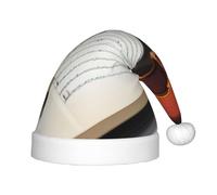 CPyuqw Chapeau de Père Noël avec imprimé livre de violon festif pour enfants - Couvre-chef chaud pour les fêtes d'hiver, Noël et le Nouvel An