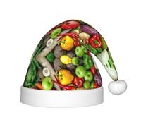 CPyuqw Chapeau de Père Noël festif imprimé fruits et légumes frais pour enfants - Couvre-chef chaud pour les fêtes d'hiver, Noël et Nouvel An