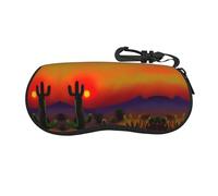 CPyuqw Étui à lunettes imprimé coq français - Boîte de protection souple à fermeture éclair pour homme et femme - Jolie pochette portable, Cactus au coucher du soleil dans le désert, taille unique