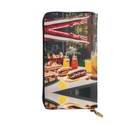 CPyuqw Funny for Kangaroo Zoo Portefeuille en cuir pour homme et femme - Pochette avec porte-cartes et compartiment pour chèques, Hot Dogs and Limonade, Taille unique