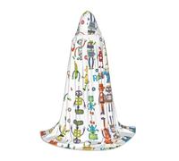 CPyuqw L Halloween Cape à capuche - Unisexe mignon dessin animé Robots Imprimer Cosplay Robe pour Víspera de Todos los Santos, fête, carnaval