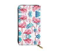 CPyuqw Portefeuille en cuir imprimé cercles ethniques à motif floral pour femme et homme - Pochette avec porte-cartes et compartiment pour chèques, Flamingo Bird Feuille de plante verte, Taille unique