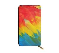 CPyuqw Portefeuille en cuir imprimé étoiles arc-en-ciel colorées pour homme et femme - Pochette avec porte-cartes et compartiment pour chéquier, Fantastique plume pour perroquet., Taille unique