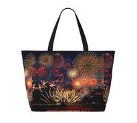 CPyuqw Pretty Koi Fish Print Sac de voyage de plage de grande capacité avec fermeture éclair et pliable pour vacances en famille, croisières et camping, Feux d'artifice, Taille unique