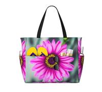 CPyuqw Pretty Koi Fish Print Sac de voyage de plage de grande capacité avec fermeture éclair et pliable pour vacances en famille, croisières et camping, fleurs roses, Taille unique