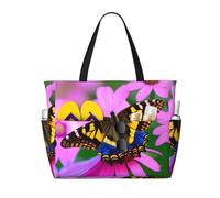 CPyuqw Pretty Koi Fish Print Sac de voyage de plage de grande capacité avec fermeture éclair et pliable pour vacances en famille, croisières et camping, Motif floral et papillon., Taille unique