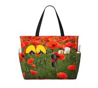 CPyuqw Pretty Koi Fish Print Sac de voyage de plage de grande capacité avec fermeture éclair et pliable pour vacances en famille, croisières et camping, Pétales de fleurs de coqueli, Taille unique