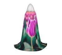 CPyuqw S Halloween Cape à capuche - Unisexe - Imprimé tulipes violettes - Robe Cosplay pour Víspera de Todos los Santos, fête, carnaval