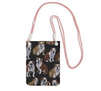 CPyuqw Sac à bandoulière noir pour femme - Sac universel pour téléphone portable imprimé bouledogues anglais, léger pour les activités de plein air, rose, Taille unique