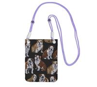 CPyuqw Sac à bandoulière noir pour femme - Sac universel pour téléphone portable imprimé bouledogues anglais, léger pour les activités de plein air, violet, Taille unique