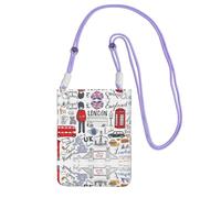 CPyuqw Sac à bandoulière noir pour femme - Sac universel pour téléphone portable imprimé I Love London, léger pour les activités de plein air, violet, Taille unique