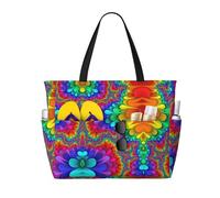 CPyuqw Sac de voyage de plage de grande capacité avec fermeture éclair et pliable pour les vacances en famille, les croisières et le camping, Couleur vive, Taille unique