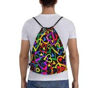 CPyuqw Sacs à cordon de serrage - Sac de gym léger imprimé arc-en-ciel Gay Pride avec cordon de serrage et bretelles réglables, Noir , S