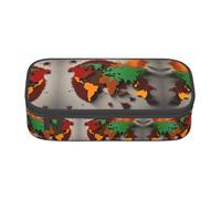 CPyuqw Trousse à crayons avec imprimé floral flamant rose - Multi-usages - Organisateur de stylos, fournitures scolaires, papeterie, maquillage et utilisation de bureau, Carte du monde faite d'épices