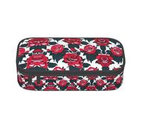 CPyuqw Trousse à crayons avec imprimé floral - Multifonction - Organiseur de stylos, fournitures scolaires, papeterie, maquillage et utilisation au bureau, Tableau floral rose, Taille unique, Cartable