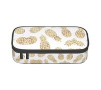CPyuqw Trousse à crayons motif avion, coucher de soleil, ciel imprimé, multi-usages, fournitures scolaires, papeterie, maquillage et bureau, Fond Ananas Doré, Taille unique, Cartable