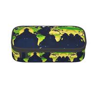 CPyuqw Trousse à crayons motif avion, coucher de soleil, ciel imprimé, multi-usages, fournitures scolaires, papeterie, maquillage et bureau, motif carte du monde, Taille unique, Cartable