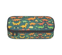 CPyuqw Trousse à crayons rouge avec imprimé oiseaux mignons - Organisateur de stylos multi-usages, fournitures scolaires, papeterie, maquillage et utilisation de bureau, De nombreux petits dinosaures