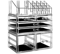 Cq acrylic Lot de 3 boîtes de rangement empilables avec 6 tiroirs pour maquillage