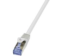 LogiLink Câble réseau RJ45 CQ3091S CAT6a S/FTP 10 m blanc ignifuge avec cliquet d'encastrement 1 pc