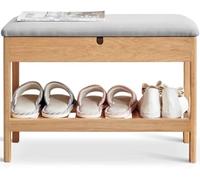 CQAHDSEVF Banc à Chaussures, Banc de Rangement for Chaussures d'entrée Multicolore 61x30,5x44 cm(Primary Color+Gray)