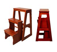 CQAHDSEVF Chaise Pliante, Chaise échelle Pliante en Bois à 3 marches, Tabouret Convertible for Adultes, Multicolore, Plusieurs Tailles(Burgundy,77cm(30.3"))