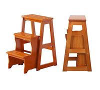 CQAHDSEVF Chaise Pliante, Chaise échelle Pliante en Bois à 3 marches, Tabouret Convertible for Adultes, Multicolore, Plusieurs Tailles(Walnut,77cm(30.3"))
