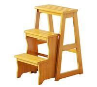 CQAHDSEVF Chaise Pliante, Chaise échelle Pliante en Bois à 3 marches, Tabouret Convertible for Adultes, Multicolore, Plusieurs Tailles(Wood,64cm(25.2"))