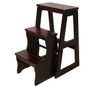 CQAHDSEVF Chaise Pliante, Chaise échelle Pliante en Bois à 3 marches, Tabouret Convertible for Adultes, Multicolore, Plusieurs Tailles(Black,64cm(25.2"))