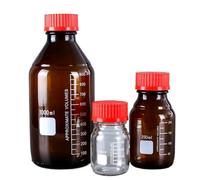 CQAHDSEVF Flacon de réactif en verre de laboratoire, Bouchon à visser de bouteille d'échantillon de laboratoire de réactif gradué en verre tailles multiples(250ml-2pcs)