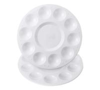 CQAHDSEVF Palettes de peinture, Palette en plastique blanc 16,9 x 16,9 x 1 cm, 11 godets profonds, lot de 2/4/8 for cours d'art for enfants(White 2pcs)
