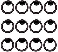CQAHDSEVF Poignées anneaux pour tiroirs, Poignées de tiroir d'armoire multicolores, diamètre 35-40mm, 12 pièces(Black,35mm Diameter)
