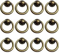 CQAHDSEVF Poignées anneaux pour tiroirs, Poignées de tiroir d'armoire multicolores, diamètre 35-40mm, 12 pièces(Retro Bronze,35mm Diameter)
